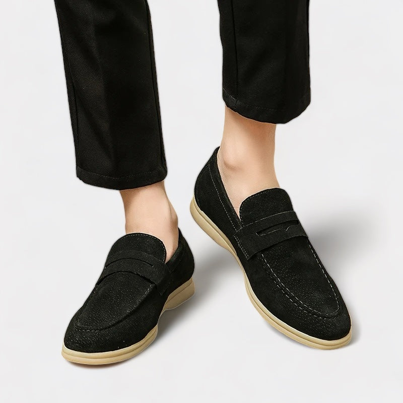 Suede Strap Loafers